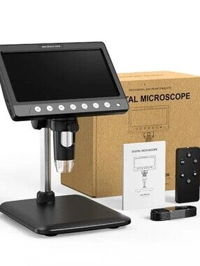 Digital LCD Microscope with Black Stand and Screen